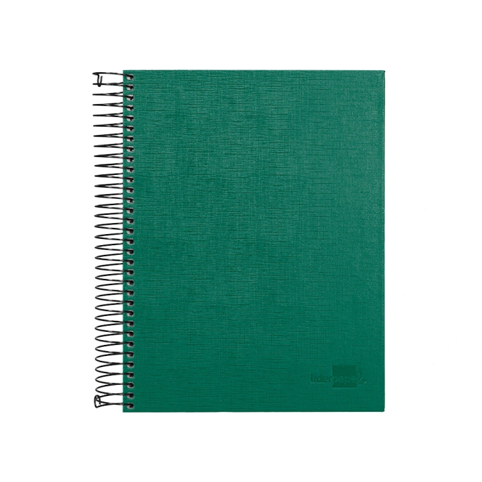 Liderpapel Cuaderno Espiral A5 Micro Papercoat Tapa Forrada 140 Hojas Cuadro 5mm Banda Verde 2