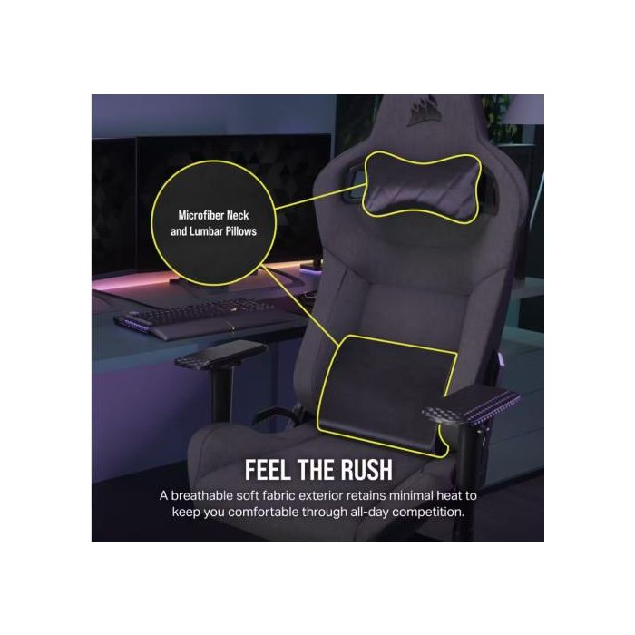 Corsair Silla Gaming T3 Rush CF-9010057-WW Carbon Negro Transpirable 2