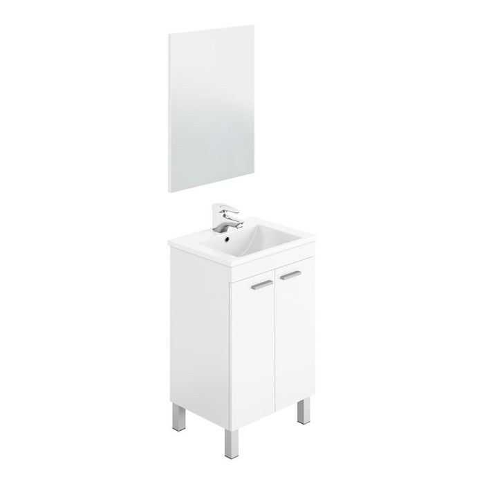 Forés/Arkit Mueble de baño con 2 puertas y espejo, 50 cm, blanco brillo 3 Forés/Arkit Mueble de baño con 2 puertas y espejo, 50 cm, blanco brillo 3