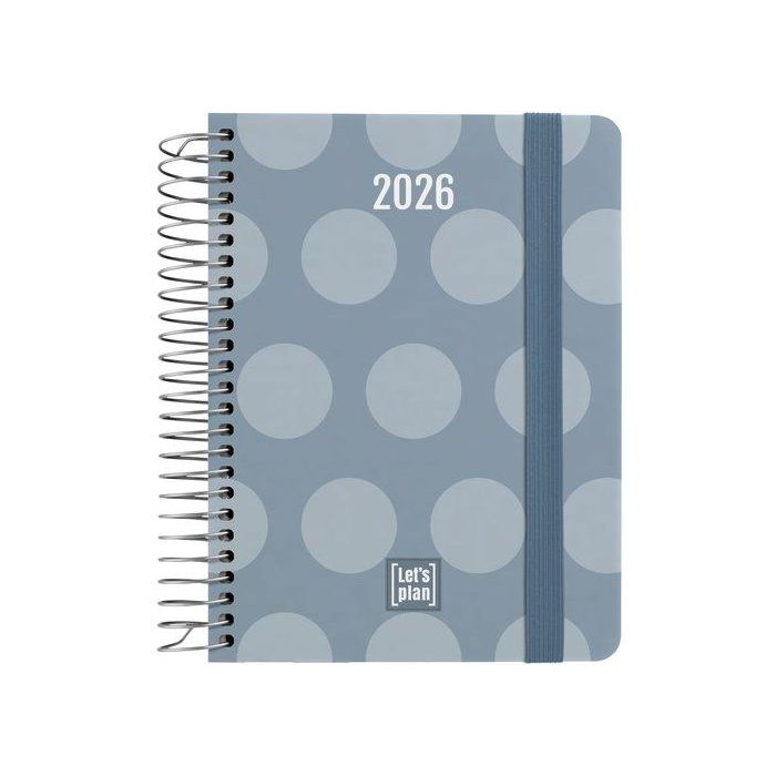 Agenda Anual (2026) Grafoplas Design Espiral Tapa Extra Con Goma A6 170X145 D/P Dots