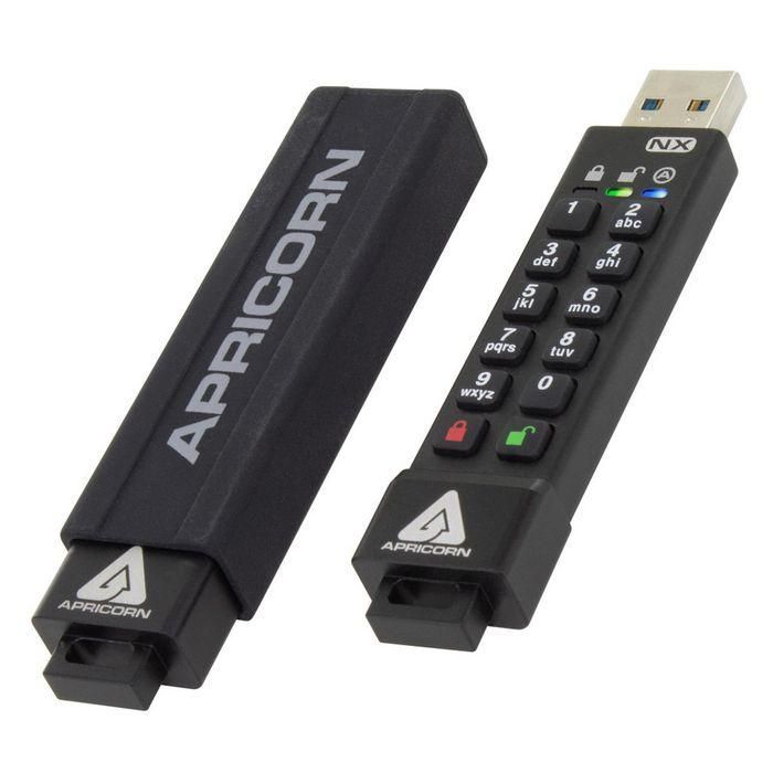 Apricorn Aegis Secure Key - Memoria USB 16GB Cifrado AES 256-bit por Hardware, Teclado PIN, USB 3.2, FIPS 140-2, IP67 Resistente Agua/Polvo 1