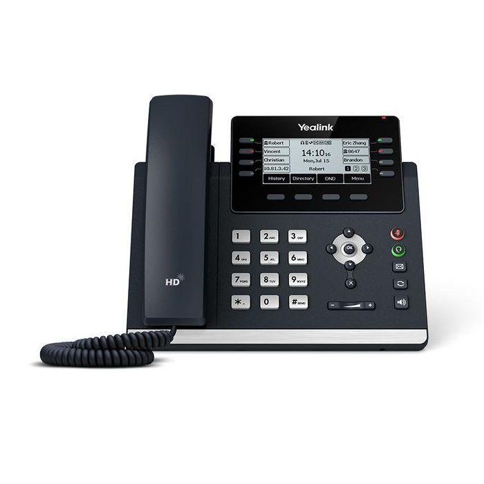 Yealink SIP-T43U Teléfono IP Empresarial 12 Líneas, Pantalla Monocromo 3.7" HD Voice, PoE, Wi-Fi, Bluetooth 4.1, 2x USB, Gigabit LAN
