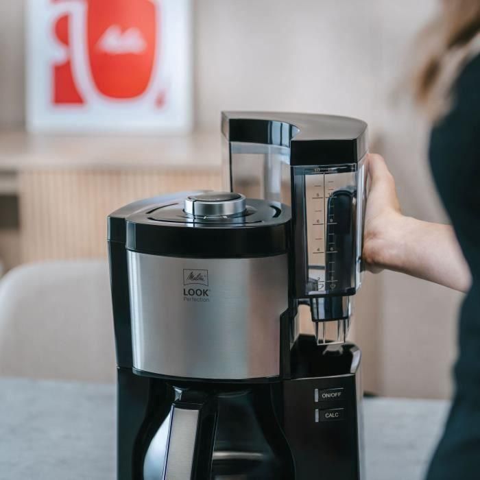 Melitta 1025-06 Cafetera de Filtro Look V Perfección, AromaSelector, 10 Tazas, Antigoteo, Depósito Extraíble, Acero Inoxidable, Negra 3