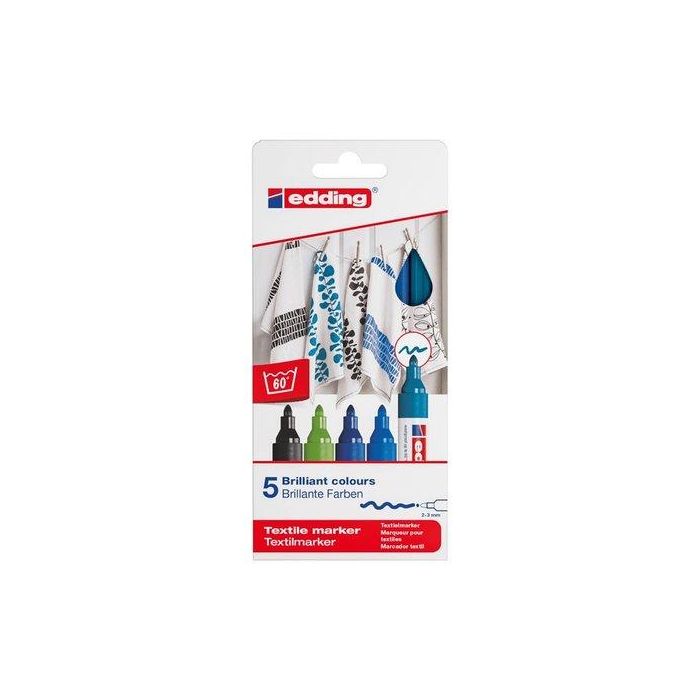 Marcador Textil Edding 4600 (Fino) Caja De 5 (Col. Frios)