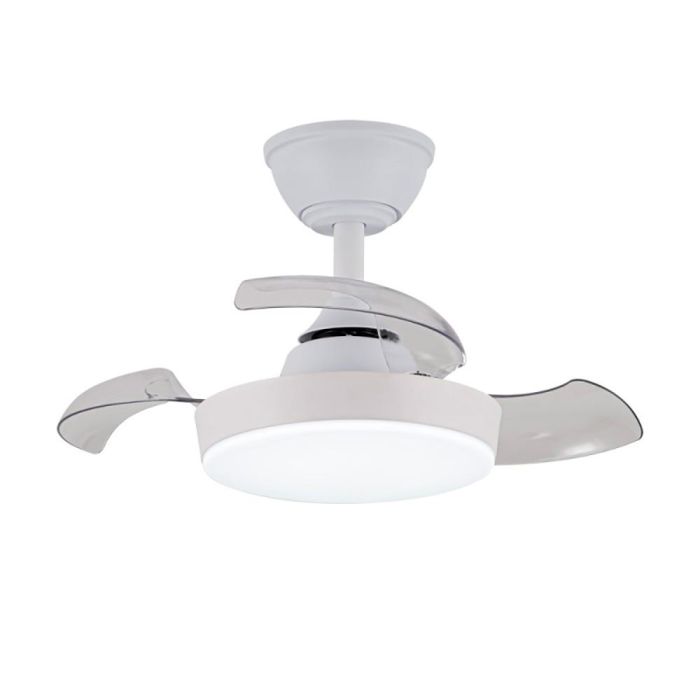 Cristalrecord Hornet Ventilador de Techo LED 3CCT Aspas Retráctiles Motor DC 32W 3195lm Ø56cm Silencioso con Mando Blanco