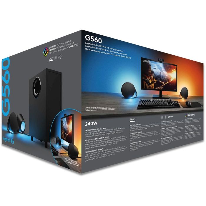 Logitech G560 980-001301 Altavoces Gaming con Bluetooth, 240W, LIGHTSYNC RGB, DTS:X Ultra, USB y 3.5mm 25