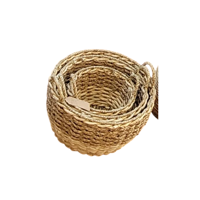 Cesta Tropical DKD Home Decor Natural 39 x 30 x 39 cm Set de 3 (2 Unidades) 1