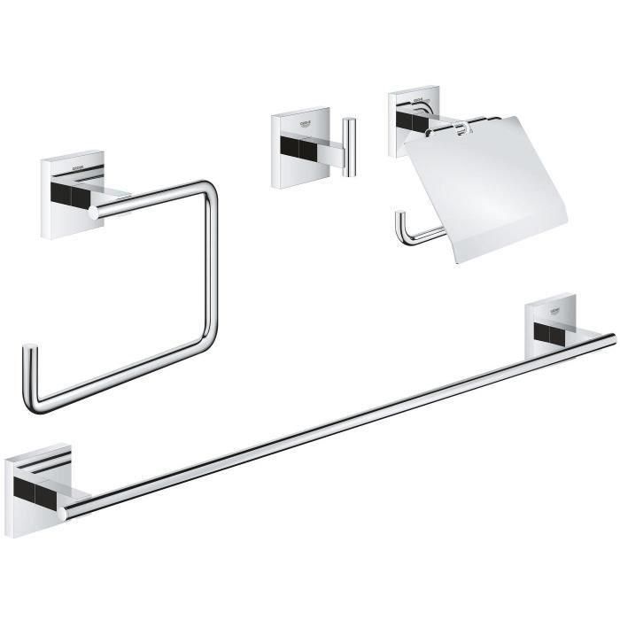 Grohe 41115000 Juego Completo de Accesorios 4 en 1 para Ducha, Cromo Brillante, Construcción de Metal Resistente Grohe 41115000 Juego Completo de Accesorios 4 en 1 para Ducha, Cromo Brillante, Construcción de Metal Resistente