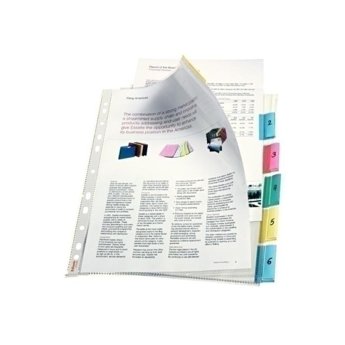 Funda Multitaladro Con Pestañas Esselte Pp 85Μ Cristal Liso A4 11 Tal.Rfzo. Set De 6