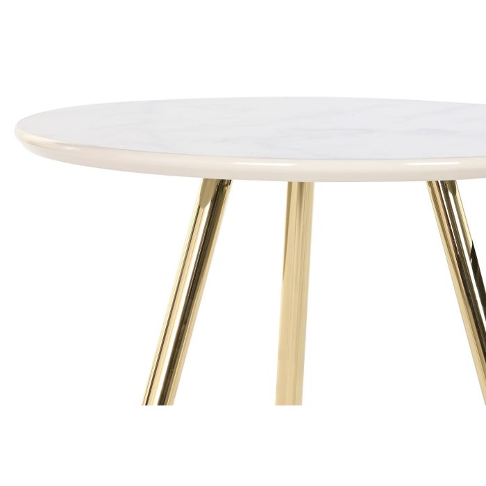 DKD Home Decor Mesita Auxiliar Moderna, Set de 2 Unidades, Colores Blanco, Negro y Dorado, Materiales Metal y Resina, Medidas 46x46x45 cm 2
