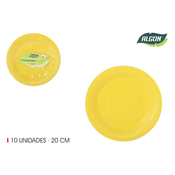 Set de 10 platos de cartón amarillo Soja20 - Algon (24 Unidades) Set de 10 platos de cartón amarillo Soja20 - Algon (24 Unidades)