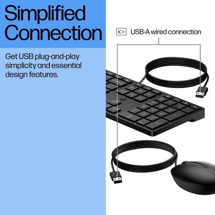 HP 320MK Teclado y Ratón con Cable USB, Set de Escritorio para PC con Distribución Suiza, Fiable y Eficiente para Productividad Diaria 4