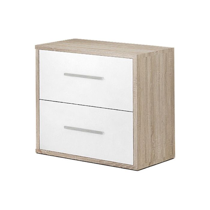 Mesita de Noche Alexandra House Living Blanco Metal Madera MDP 40 x 41 x 28 cm 2 cajones