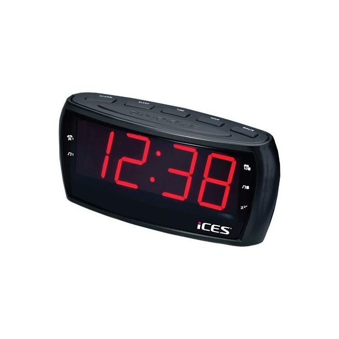Lenco ICR-230-1 Radio despertador FM con pantalla LED 1.8", reloj integrado y alarma, negro