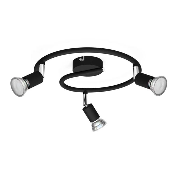Philips Foco Lámpara de Techo Limbali 3 Focos GU10 Negro Metal Cabezal Ajustable IP20 (Bombilla no Incluida) Ø29,3 x 13 cm Philips Foco Lámpara de Techo Limbali 3 Focos GU10 Negro Metal Cabezal Ajustable IP20 (Bombilla no Incluida) Ø29,3 x 13 cm