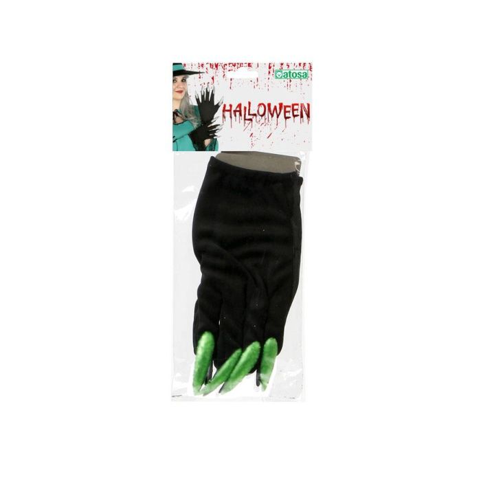 Guantes negros con garras verdes largas para disfraces de bruja o monstruo, Halloween y eventos temáticos 1 Guantes negros con garras verdes largas para disfraces de bruja o monstruo, Halloween y eventos temáticos 1