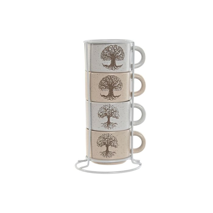 Cafe Tradicional DKD Home Decor Beige Blanco Roto 7.5 x 5.7 x 10 cm Set de 4