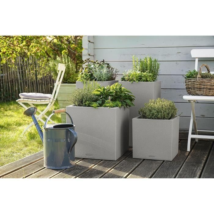 LECHUZA Jardinera Canto Color Cuadrada 40 TODO EN UNO Gris 13720 4 LECHUZA Jardinera Canto Color Cuadrada 40 TODO EN UNO Gris 13720 4