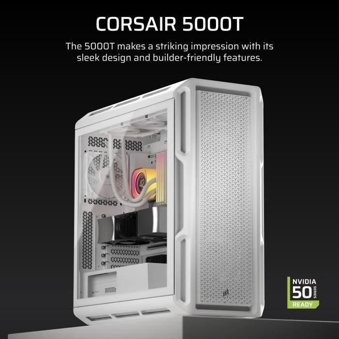 Corsair 5000T RGB Caja PC Gaming Semitorre ATX Cristal Templado con Ventana Blanca 1 Corsair 5000T RGB Caja PC Gaming Semitorre ATX Cristal Templado con Ventana Blanca 1