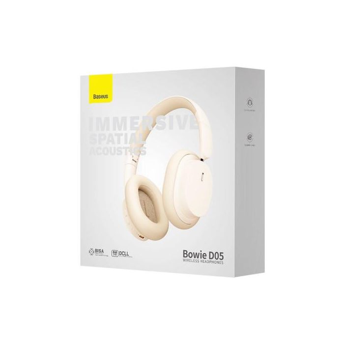 BASEUS BOWIE D05 WIRELESS HEADPHONES CREAMY-WHITE Bluetooth 5.3 70h Blanco