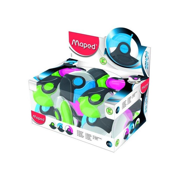 Goma De Borrar Maped Zenoa Plus Con Protector Rotativo Expositor De 15