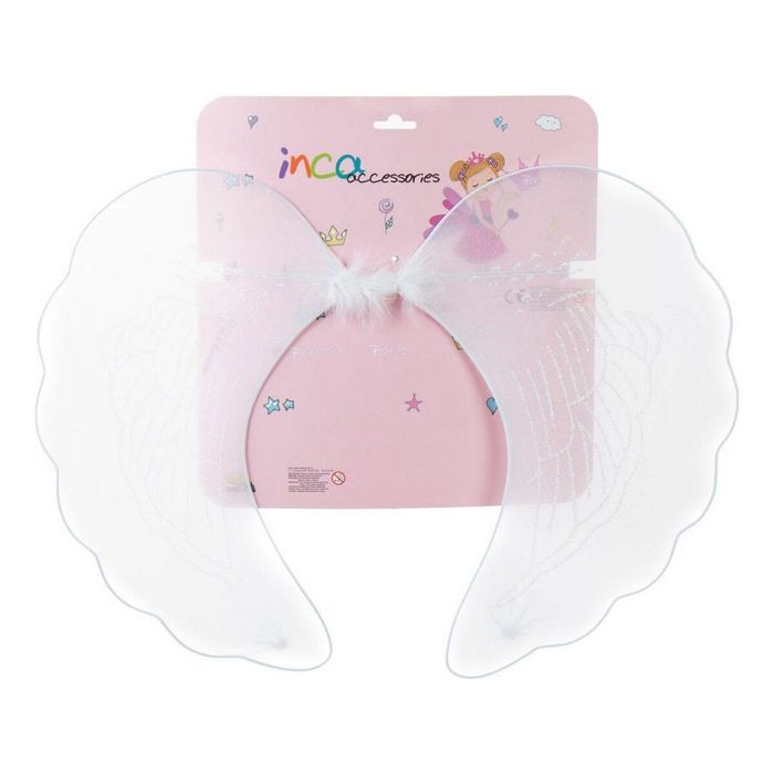 Inca Alitas de Ángel Blancas para Disfraces y Fiestas Infantiles, Accesorio de Fantasía 1 Pieza con Correas Elásticas Ajustables