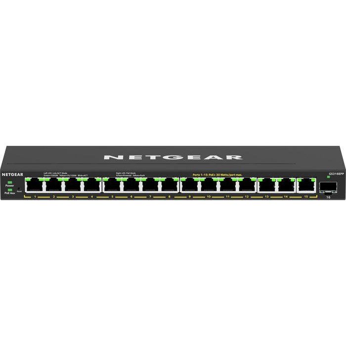 NETGEAR GS316EPP-100PES Switch PoE+ Gigabit con 16 Puertos RJ45, 1 Puerto SFP y 231W de Potencia Total 2