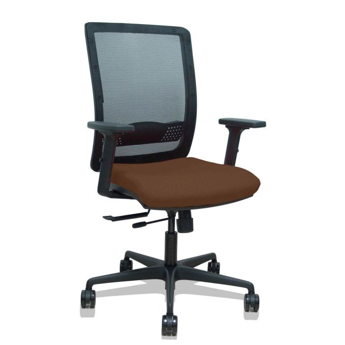 PIQUERAS Y CRESPO Silla Haches traslack malla negra asiento bali marron oscuro brazos 2D ruedas 65mm PIQUERAS Y CRESPO Silla Haches traslack malla negra asiento bali marron oscuro brazos 2D ruedas 65mm