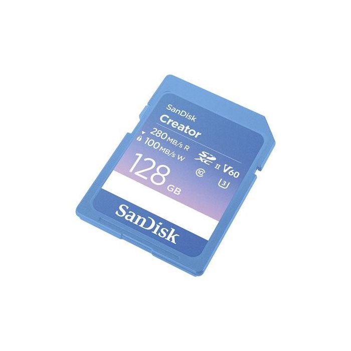 SanDisk Creator Tarjeta SDXC UHS-II 128GB Clase 10 U3 V60 280MB/s Lectura 100MB/s Escritura 1