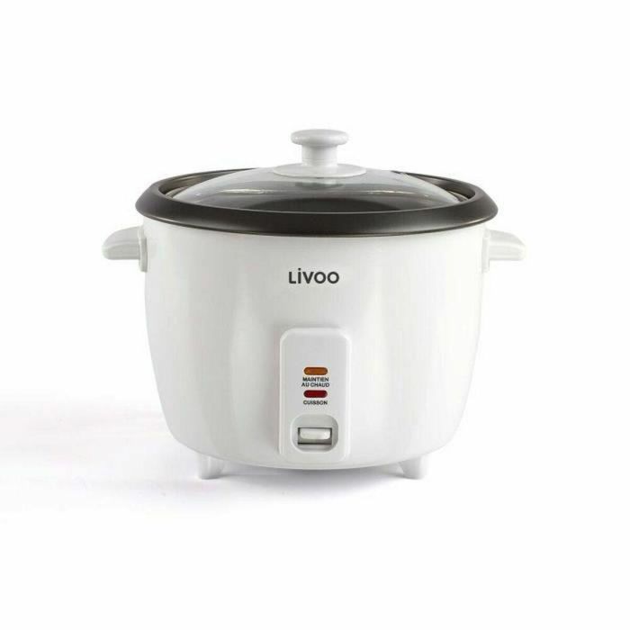 Livoo DOC111 Arrocera 1.5 L con Canasta Antiadherente, Función Calentamiento y Protección Sobrecalentamiento Blanca