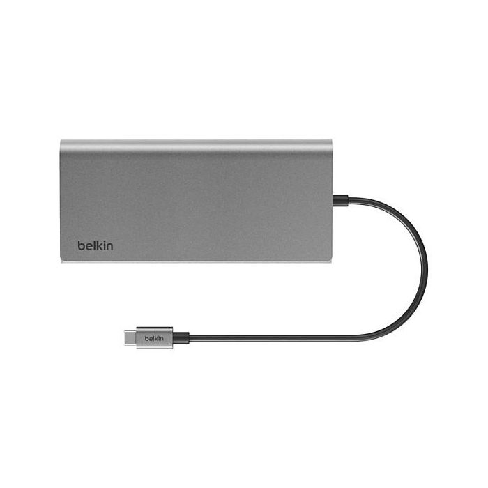 Belkin INC015BTSGY-CZ Hub USB-C 8-en-1 con Power Delivery 100W, HDMI 4K y Ethernet Gigabit, Aluminio 1