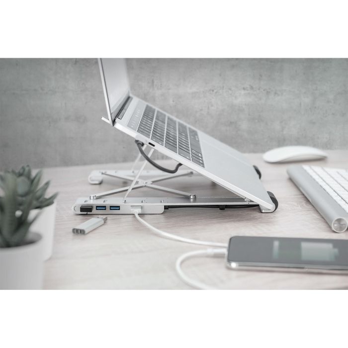 Digitus Soporte Notebook con USB-C Hub 5-Port y Función de Carga PD Plata 1
