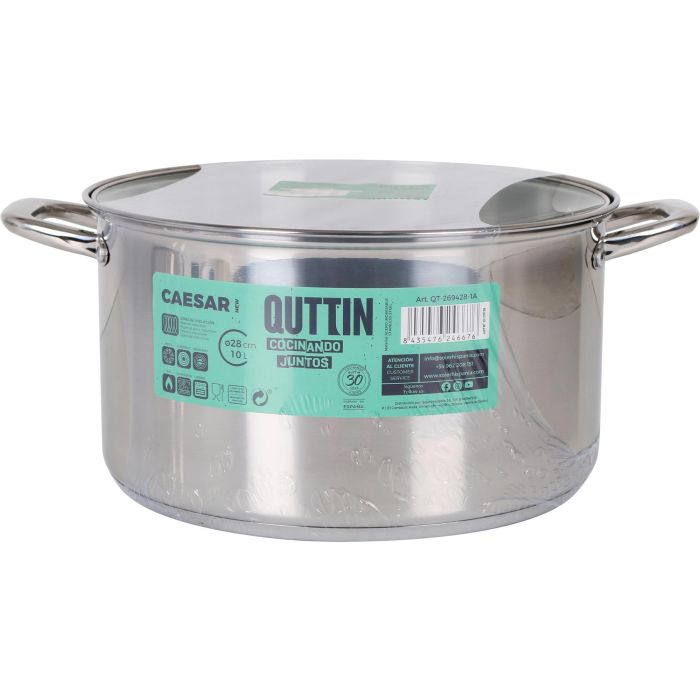 Olla de Acero Inoxidable Quttin 28 cm 10L New Caesar (2 Unidades) 1 Olla de Acero Inoxidable Quttin 28 cm 10L New Caesar (2 Unidades) 1