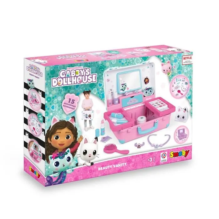 Smoby 3032163201663 Gabby y la Casa Mágica Maleta de Belleza con 13 Accesorios: Peinado, Uñas, Maquillaje 5