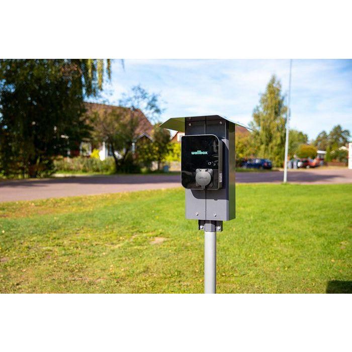 Next Green 205 D2 Soporte de Poste Polebox para Caja de Carga EV, Tubo Ø 60mm, Acero Sueco, Terminal y Carril DIN 7