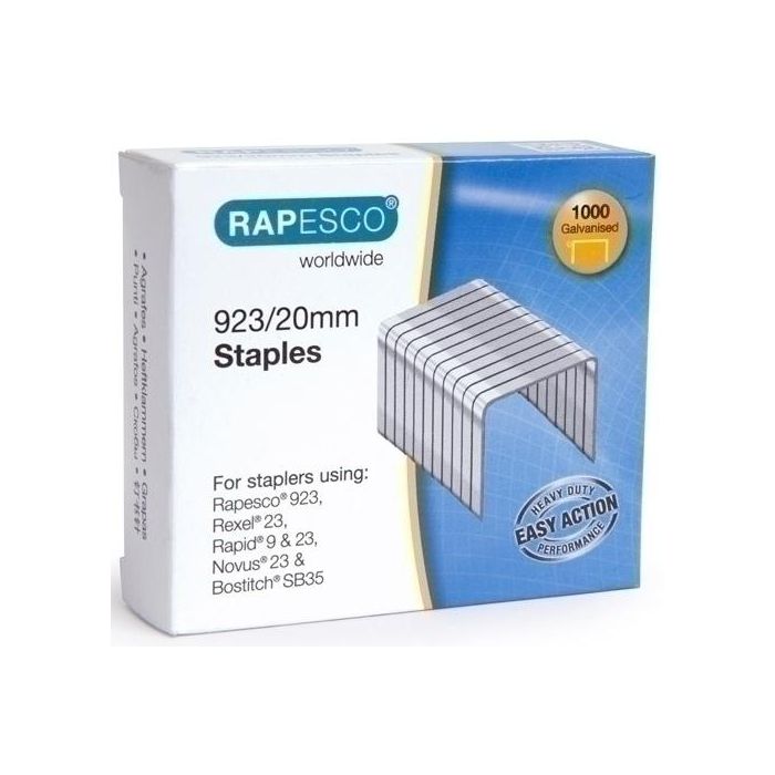 Grapas Rapesco Gran Capacidad 923/20 Mm. Galvanizadas Caja De 1000