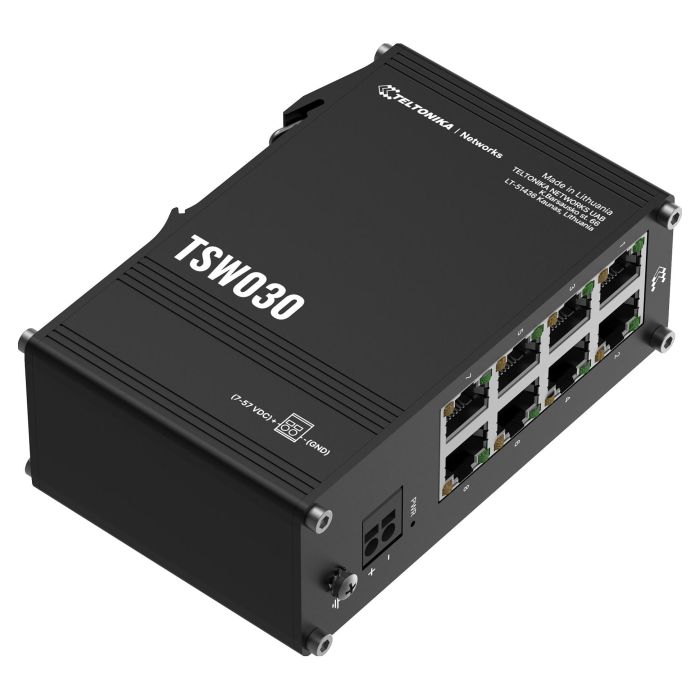 Teltonika TSW030 Switch Ethernet de 8 Puertos RJ45 10/100Mbps No Administrado Montaje Carril DIN 4