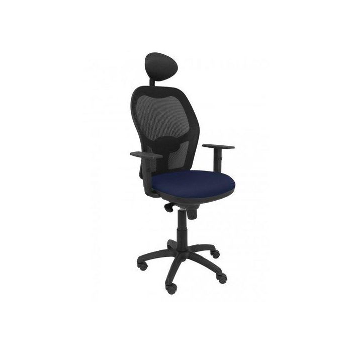 Silla Piqueras Y Crespo Jorquera Brazos Regulables Cabecero Fijo Mecanismo Sincro Con Regulador De Tension Respaldo De Malla Negra Y Asiento Tapizado Bali Azul Marino