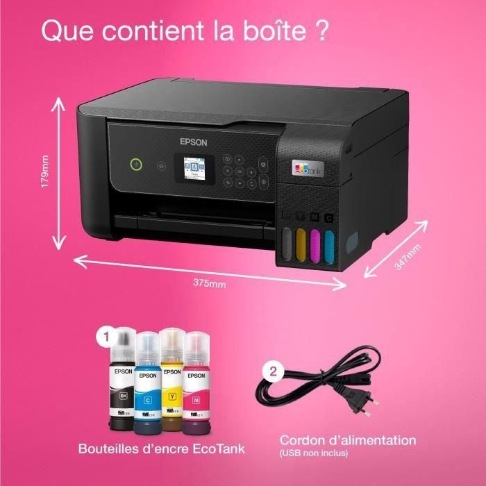 Impresora multifunción A4 - EPSON - Ecotank ET-2870 - Wi-Fi - Tanques de tinta - 3 años de tinta incluidos 4