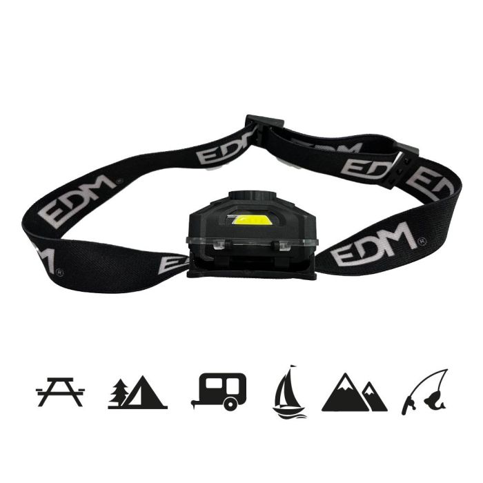 Edm Linterna de cabeza LED con sensor, 7 tipos de luz, 5W/1W, 200LM-25LM, luz roja, inclinación ajustable, 8500K, 3xAAA 2