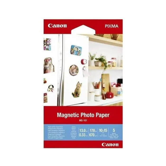Canon Papel Fotográfico Magnético MG-101 3634C002 A4 10x15 cm, 5 hojas 1