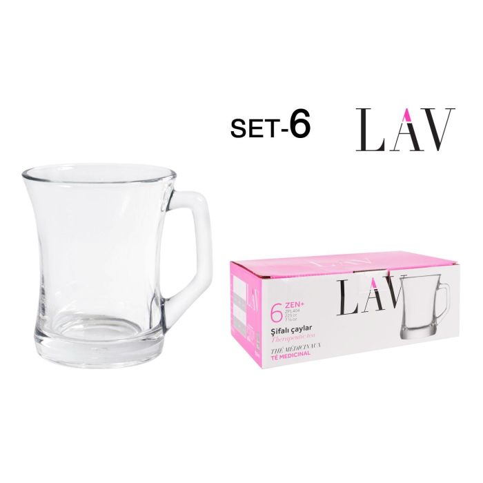 Lav Set 6 Vasos con Asa 225 cc Colección Zen (8 Cajas)