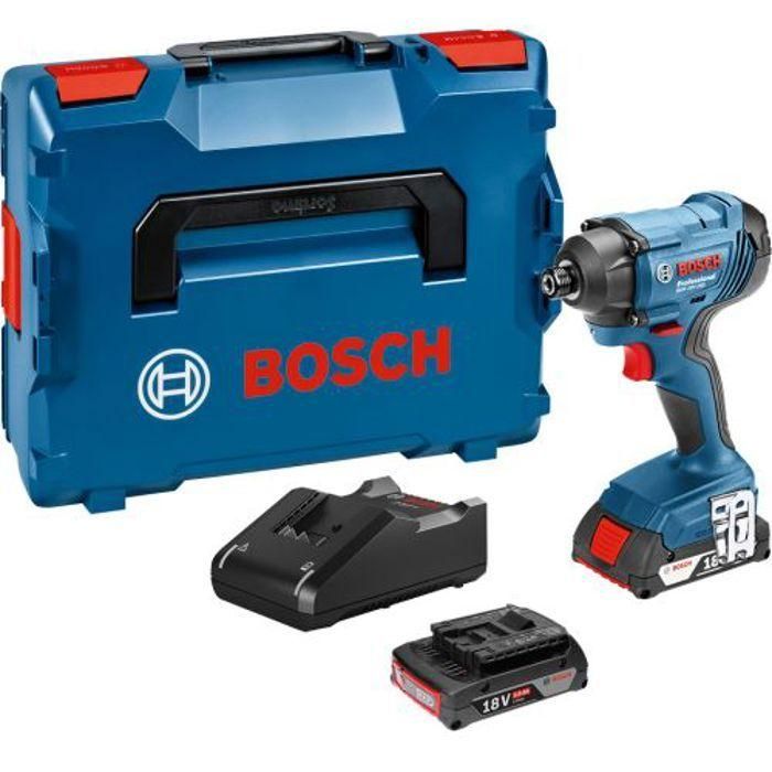 BOSCH PROFESSIONAL Atornillador de impacto inalámbrico 18V GDR 18V-160, 2 batidores 2,0 Ah, L-BOXX