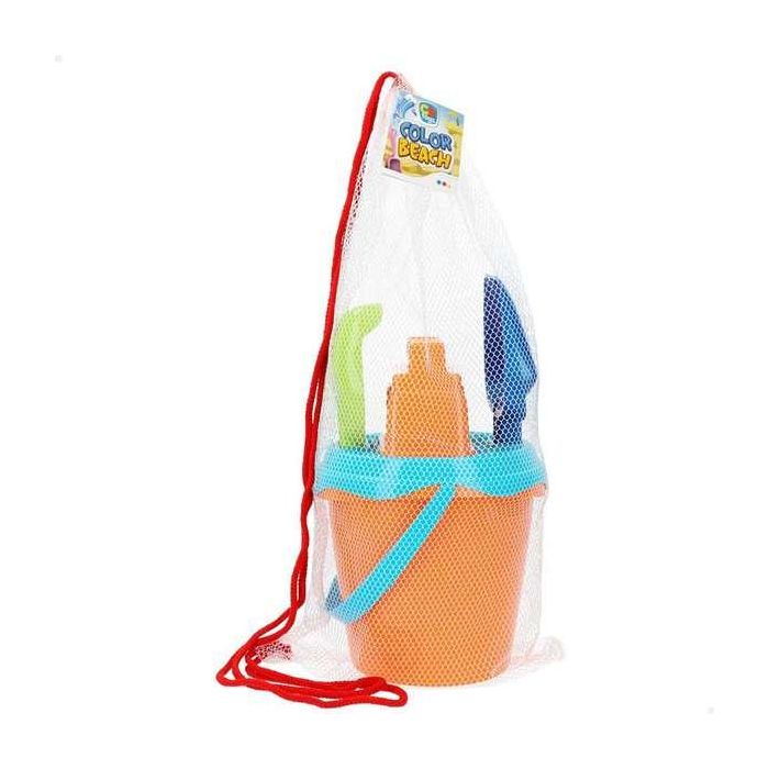 Cubo de playa 18 cm con cedazo, palas 27 cm y 2 moldes en red 3 Cubo de playa 18 cm con cedazo, palas 27 cm y 2 moldes en red 3
