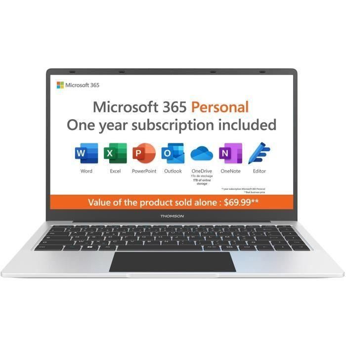 Portátil THOMSON NEO14 - 14.1 HD - Celeron N4020 - 4 GB RAM - 128 GB SSD - Windows 11S - Blanco - AZERTY + Office 1 año 1 Portátil THOMSON NEO14 - 14.1 HD - Celeron N4020 - 4 GB RAM - 128 GB SSD - Windows 11S - Blanco - AZERTY + Office 1 año 1