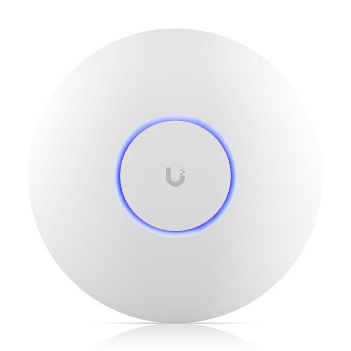 Ubiquiti WiFi 7 AP, 6 GHz, 8 spatial streams, 2.5 GbE RJ45 port, PoE+, 44-57V DC, polycarbonate, aluminum, white