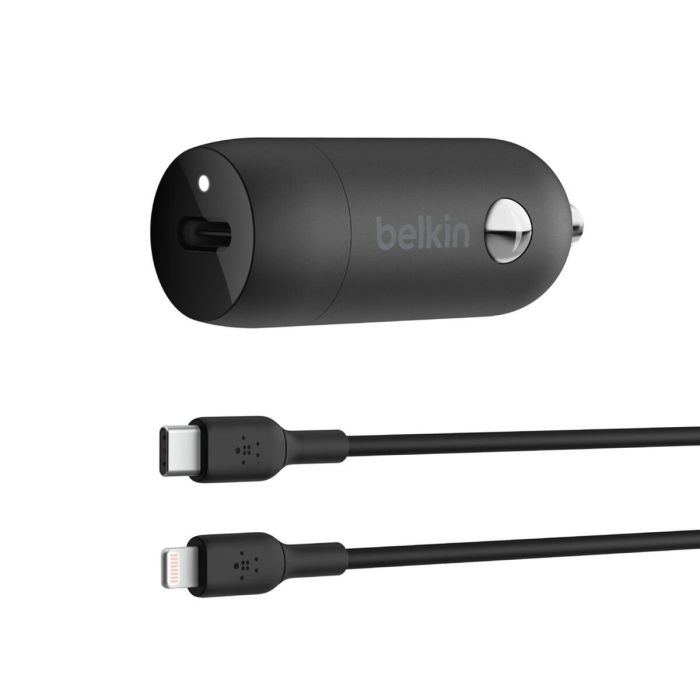 Belkin BoostCharge Cargador de Coche USB-C 30W con Cable Lightning 1m Negro para Carga Rápida de Dispositivos
