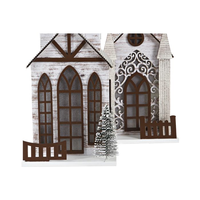 DKD Home Decor Casa Navidad Tradicional Tipo Iglesia Iluminada LED con Pilas LR44, Marrón Verde MDF, 33 cm Alto, 11x12.5 cm Base, Pack 2 Unidades 3 DKD Home Decor Casa Navidad Tradicional Tipo Iglesia Iluminada LED con Pilas LR44, Marrón Verde MDF, 33 cm Alto, 11x12.5 cm Base, Pack 2 Unidades 3