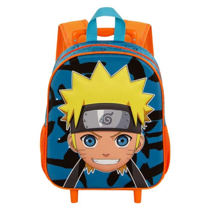 Naruto Mochila 3D con Ruedas Pequeña Happy Azul Infantil 1