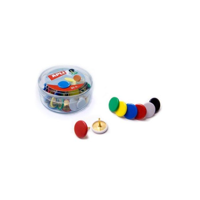 Chincheta Apli Plastif. Color Plana Caja De 50 Surtidas 16 unidades